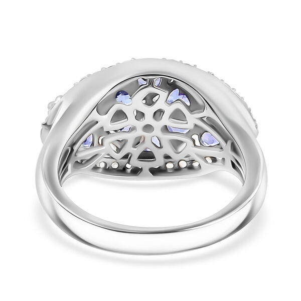 Tansanit und Zirkon Cluster Ring 925 Silber platiniert  ca. 2,03 ct image number 6