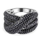 Schwarzer Spinell Ring, 925 Silber, (Größe 16.00) ca. 2.18 ct