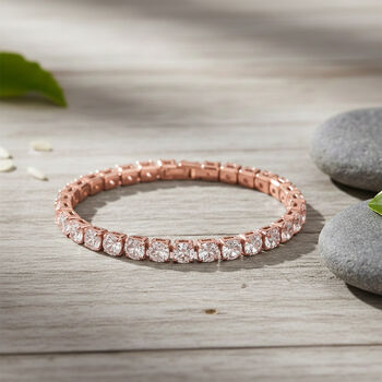 Wei&szlig;es Zirkonia 19cm Armband in Ros&eacute;goldton