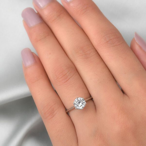 LUSTRO STELLA Hergestellt mit ZIRKONIA Solitär-Ring 925 Silber Platin-Überzug image number 3