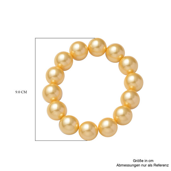 Flexibles Muschelkernperlen-Armband, ca. 19 cm, goldfarben image number 3