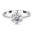 88 Facetten Moissanit-Ring, 925 Silber platiniert (Größe 20.00) ca. 0,74 ct