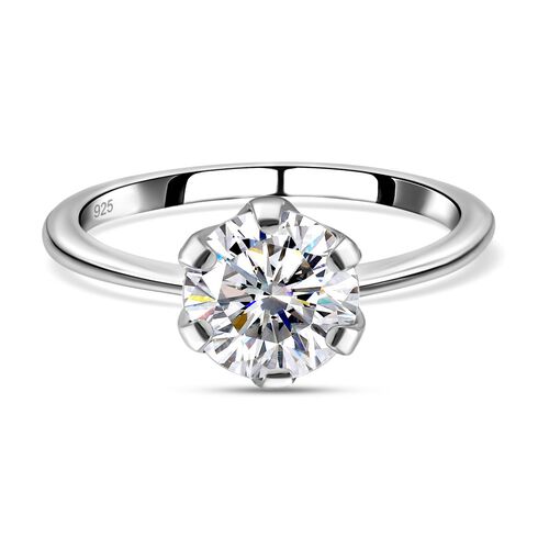 88 Facetten Moissanit-Ring, 925 Silber platiniert, ca. 0,74 ct image number 0