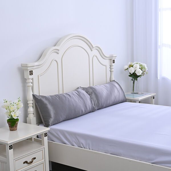 SERENITY NIGHT: 2er-Set - Kissenbez&uuml;ge aus 100% Maulbeerseide, Grau&nbsp; image number 1