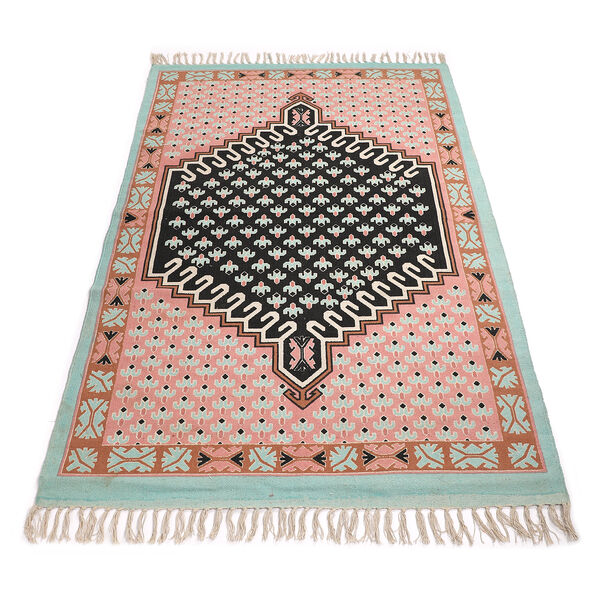 Handgewebter bedruckter Läufer aus 100 % Baumwolle, 180x120 cm, Mehrfarbig image number 3