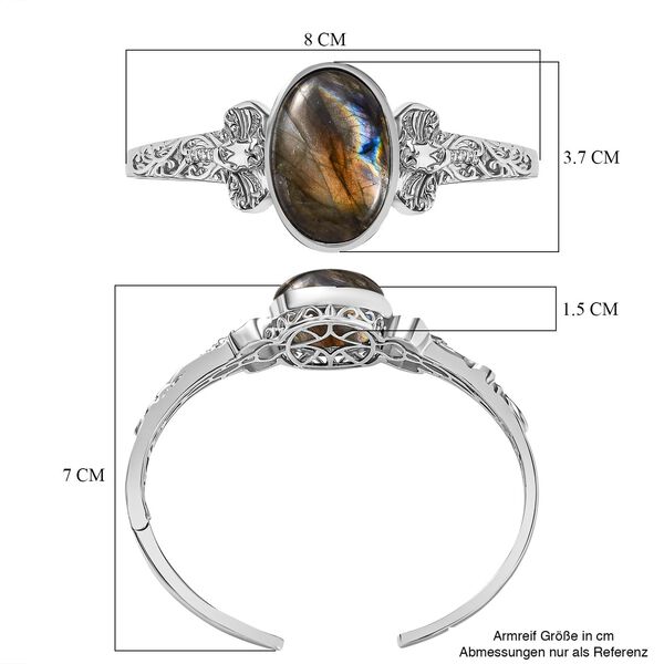 Labradorit Armreif ca. 19 cm Reines Messing platiniert ca. 33,67 ct. image number 6