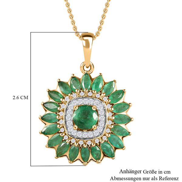 Kagem Sambischer Smaragd Anh&auml;nger mit Kette, 925 Silber Gelbgold Vermeil ca. 2.93 ct image number 6