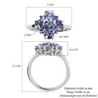 AA Tansanit Cluster Ring 925 Silber Platin-Überzug image number 5