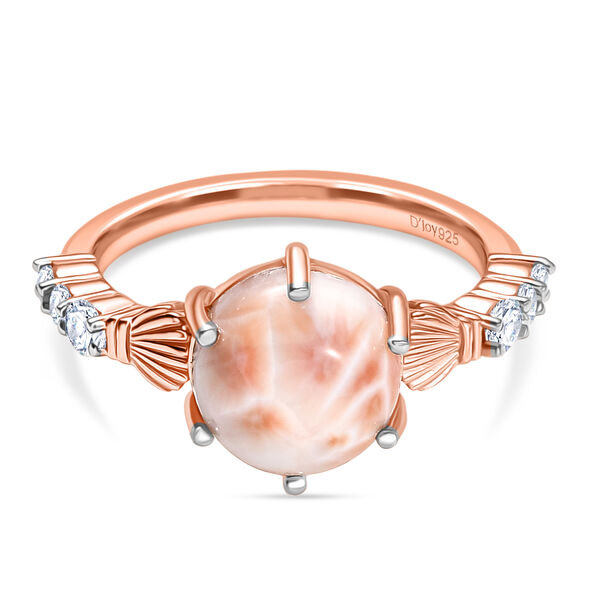 D’joy AA Natrolith, Weißer Zirkon Ring 925 Silber Überlagerung aus Roségold und Platin (Größe 16.00) ca. 2,96 ct image number 0