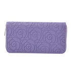 Lange Brieftasche aus naturfreundlichem Kunstleder, 19x2.5x10cm, florales Muster, lila image number 0