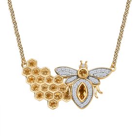 AA Citrin Halskette ca. 45 cm 925 Silber 750 Gelbgold Vermeil ca. 1,61 ct.