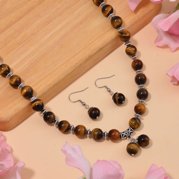 Gelbes Tigerauge Schmuckset  Legierung Antik-silber-Plattierung ca. 300.00 ct image number 2