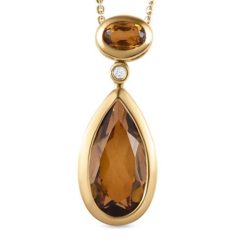 Champagner Triplett Quarz Anhänger mit Kette - 4,80 ct. image number 0
