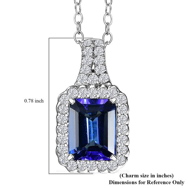 Rhapsody AAAA Tansanit, Weißer Diamant VS-EF AGI zertifiziert und geprüft Anhänger mit Kette ca. 50 cm 950 Platin ca. 2,75 ct. image number 5