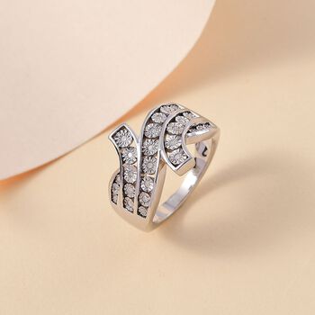 Wei&szlig;er Diamant-Ring, 925 Silber rhodiniert - 0,14 ct.