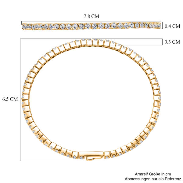 LUXURIANT SGL zertifizierter SI-GH Labor Diamant 19cm Armreif, 925 Silber 750 Gelbgold Vermeil - 5 ct. image number 6