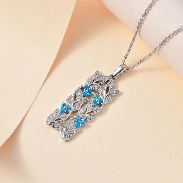 ALLORO AA Neon Apatit und Zirkon Anh&auml;nger mit 45cm Kette - 0,88 ct. image number 2