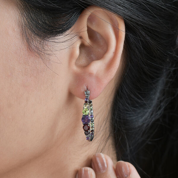 Mehrfarbige Ohrringe, Edelstahl, ca. 3.56 ct image number 2