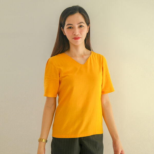 Frauen kurzes &Auml;rmel Top, Gr&ouml;&szlig;e 36, Gelb image number 0