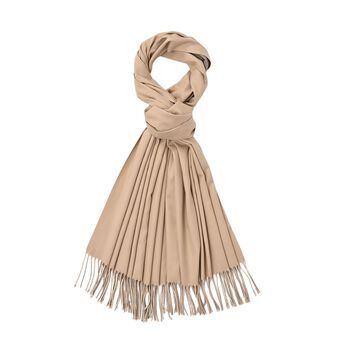 Luxuri&ouml;ser Winterschal mit Fransen, Beige hell/dunkel