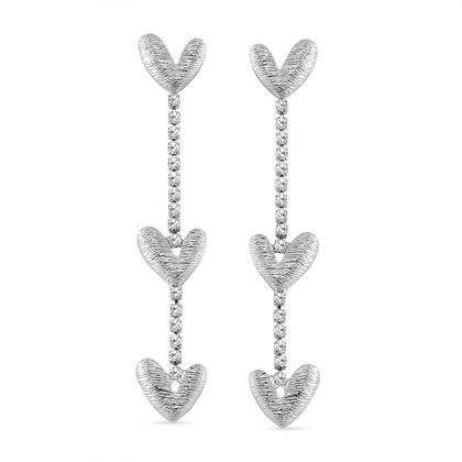 Herzf&ouml;rmige Ohrh&auml;nger mit Kristall, silberfarben