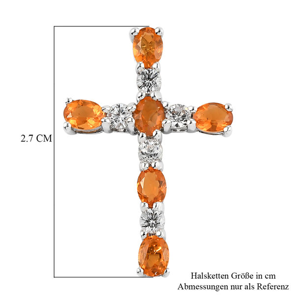 Salamanca Feueropal und wei&szlig;er Zirkon-Anh&auml;nger, 925 Silber platiniert ca. 1,16 ct image number 6