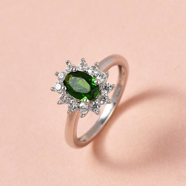 Nat&uuml;rlicher Chromdiopsid und Zirkon-Ring - 1,39 ct. image number 2