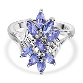 Tansanit Ring 925 Silber rhodiniert (Größe 17.00) ca. 1,25 ct