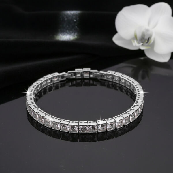 Wei&szlig;es Zirkonia-Armband in Silberton, 18+2,5cm image number 2