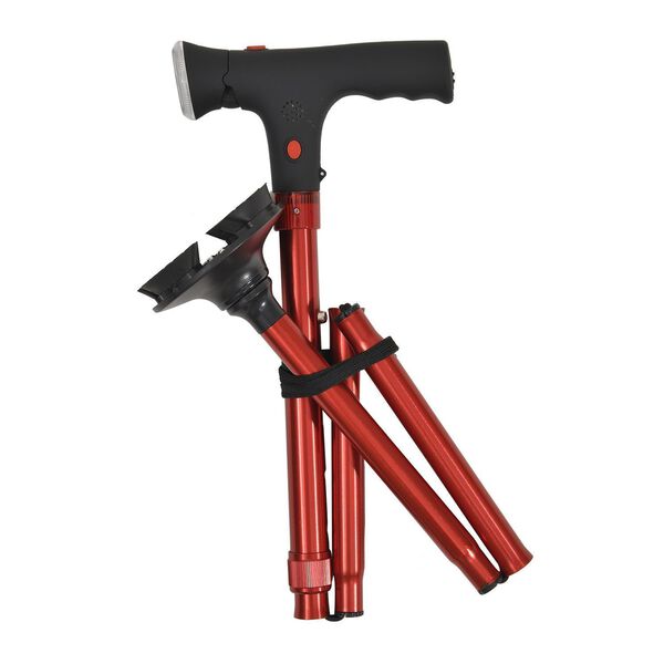 Klappbarer Smart-Walking-Stick mit drehbarem LED-Frontlicht in rot image number 14