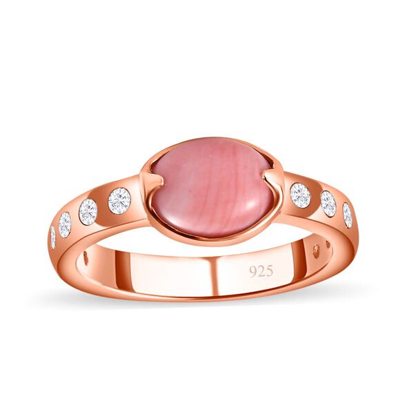 AA Oregon Sunrise Pfirsich Opal und Zirkon Ring- 1,36 ct. image number 4