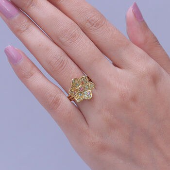 D'Joy Mehrfarbig Saphir Ring 925 Silber 750 Gelbgold vermeil (Gr&ouml;&szlig;e 18.00) ca. 1,15 ct