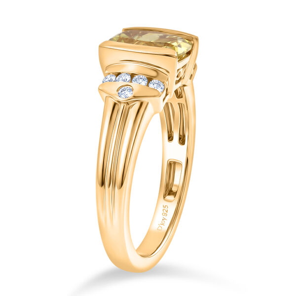 D'Joy AAA Ouro Verde-Quarz, Wei&szlig;er Zirkon Ring 925 Silber 750 Vergoldet (Gr&ouml;&szlig;e 21.00) ca. 1,59 ct image number 4