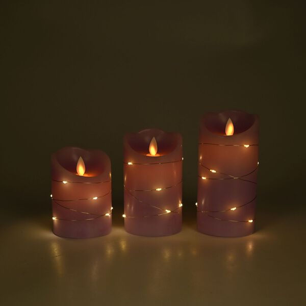 3er Set LED-Kerzen, lila image number 3
