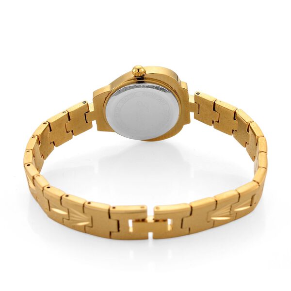 GENOA TIME - Herz-Armbanduhr Legierung, nickelfreies Messing, goldfarben, mit weißen Kristallen, Zifferblatt Gold-Sunshine, 3 ATM wasserdicht image number 6