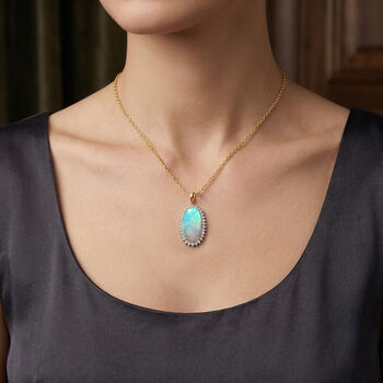 LUXURIANT - AAA Nat&uuml;rlicher, &auml;thiopischer Welo Opal, Lab Grown Diamant Schmuckset ca. 50 cm 925 Silber 750 Gelbgold vermeil ca. 3.83 ct