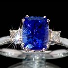 AAA Tansanit, Weißer Diamant Ring 417 Gold (Größe 17.00) ca. 2,25 ct