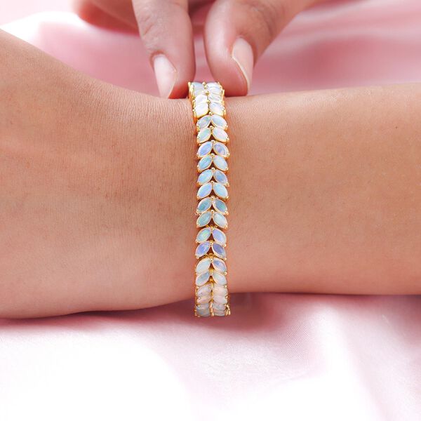 Nat&uuml;rliches, &auml;thiopisches Welo Opal-Armband, 925 Silber vergoldet, 9,86 ct. image number 3