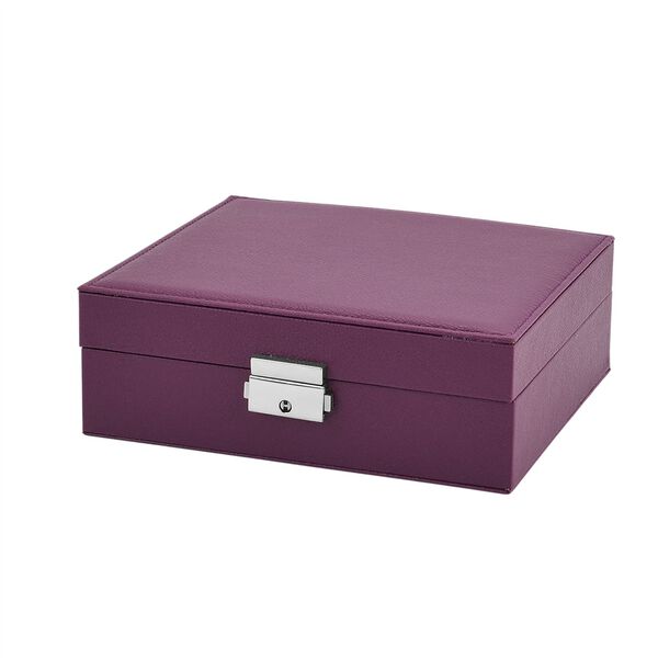 Schmuck Aufbewahrungsbox mit Haken und Fächern, 19x17x6.8 cm, Lila image number 4