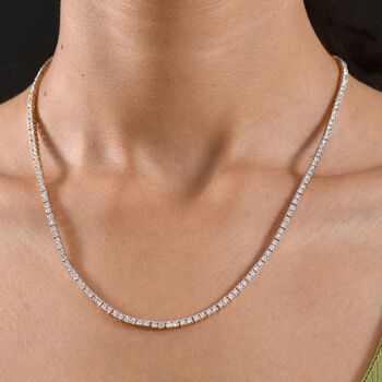 LUXURIANT SGL zertifizierte SI-GH Labor Diamant 45cm Halskette, 925 Silber 750 Gelbgold Vermeil - 10 ct.