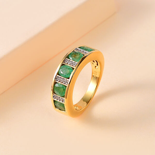 Kagem sambischer Smaragd und Zirkon-Ring - 1,73 ct. image number 1