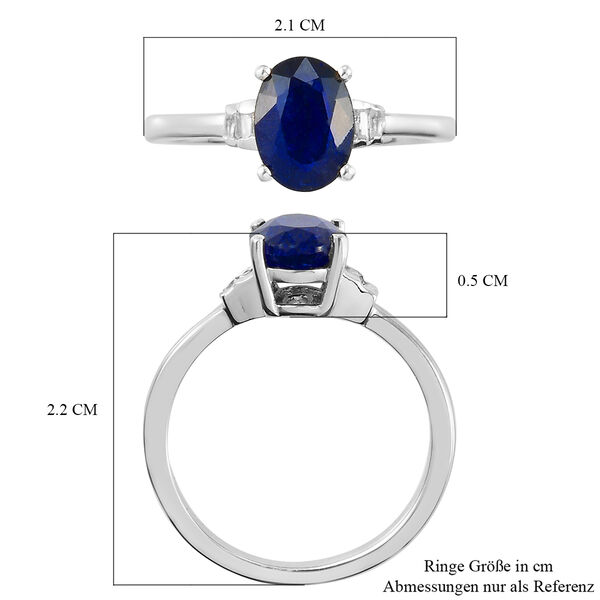 Masoala Saphir und Zirkon-Ring, 925 Silber platiniert, 1,98 ct. image number 7
