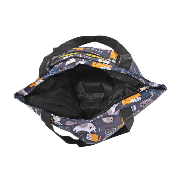 Faltbare Einkaufstasche aus wasserabweisendem Polyester, Katzendesign, 40x43 cm, Tragegriffe 22 cm, Mehrfarbig image number 4