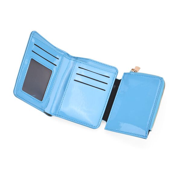 Jacquard-Schal aus Viskose und Geldb&ouml;rse aus PU-Leder mit RFID-Schutz Hellblau image number 6