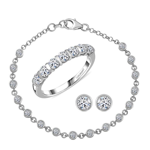 LUXURIANT DIAMOND - Lab Grown Diamant Schmuckset 925 Silber Rhodiniert (Gr&ouml;&szlig;e 17) ca. 2.80 ct