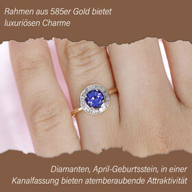 AAA Tansanit und Diamant Ring in 585 Gold - 1,13 ct.