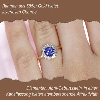 AAA Tansanit und Diamant Ring in 585 Gold - 1,13 ct.