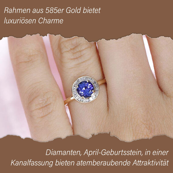 AAA Tansanit und Diamant Ring in 585 Gold - 1,13 ct. image number 3