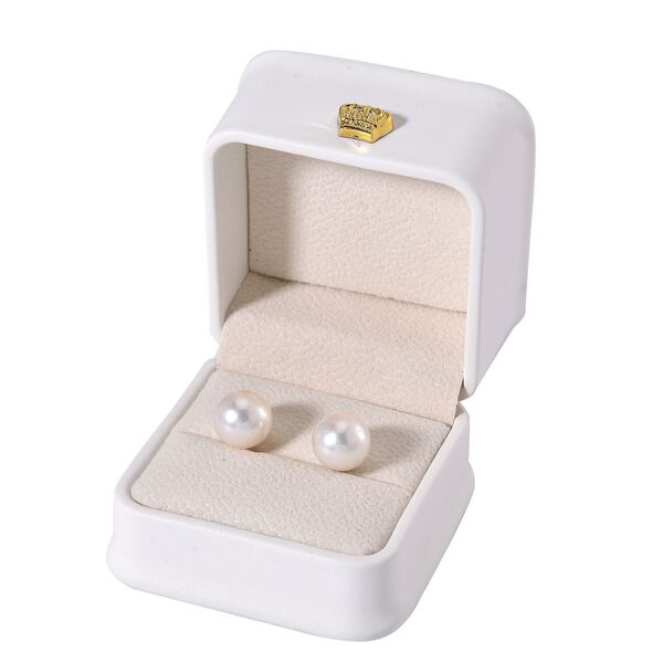 9-10mm Weiße Edison Perle Ohrringe image number 5