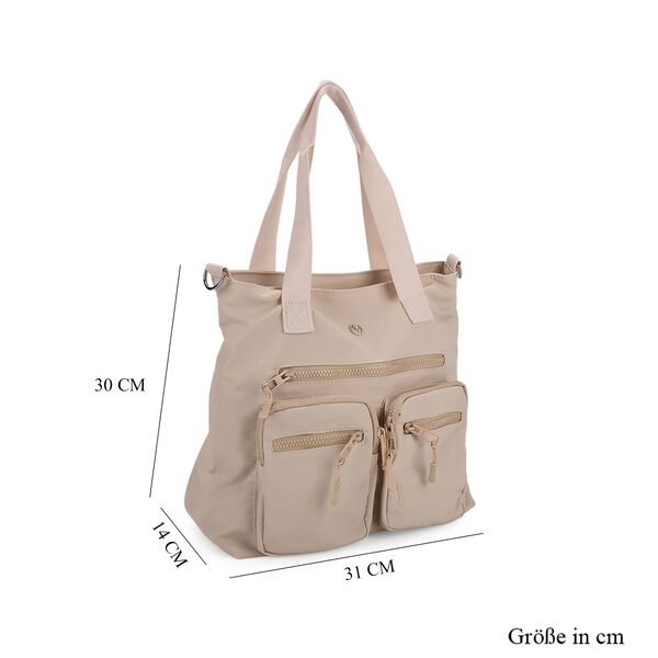 Crossbody-Schultertasche mit Mehrfachf&auml;chern, 31x30x14cm, Beige image number 8